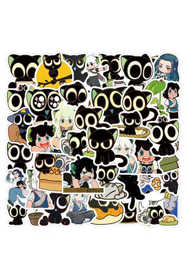 60Pcs 60Pcs Cute Black Cat Stickers The Legend of Hei DIY Stickers Scrapbooking Phone Luggage Skateb