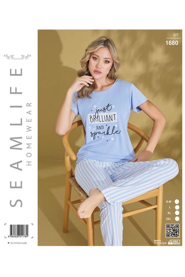Seamlife Women's Extra Soft 100% Cotton Milan Short Sleeve Pajama Set