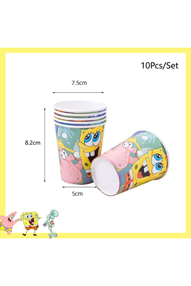 Cup 10Pcs SpongeBob SquarePants Party Decorations Baby Shower Birthday Theme Birthday Party Disposab