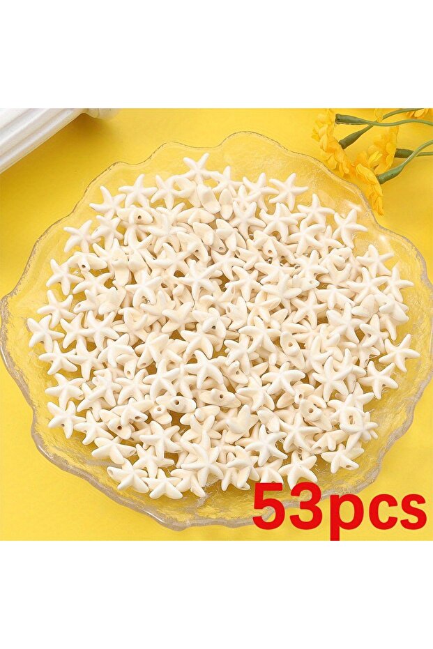 53pcs 23/53/103pcs White Starfish-shaped Beads, Diy Bracelets Necklaces Earrings, Holiday Valentine'