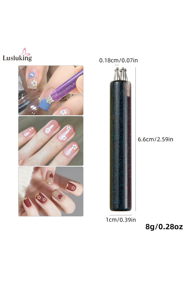 black DIY Nail Art 5-Petal Dotting Tool Flower Creator 1.8mm Fine Tip Rhinestone Pickers Glitter Han
