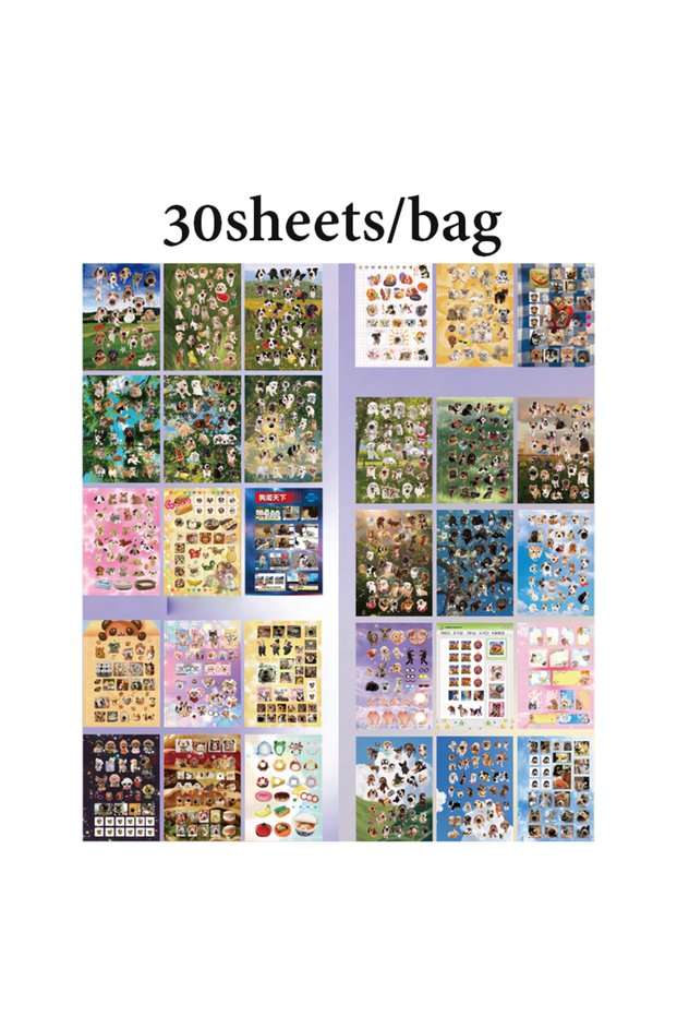 S28659-1 30pcs/bag Cute Pet Battle Cut-Out Coil Sticker Book DIY Handbook Calendar Greeting Cards Di
