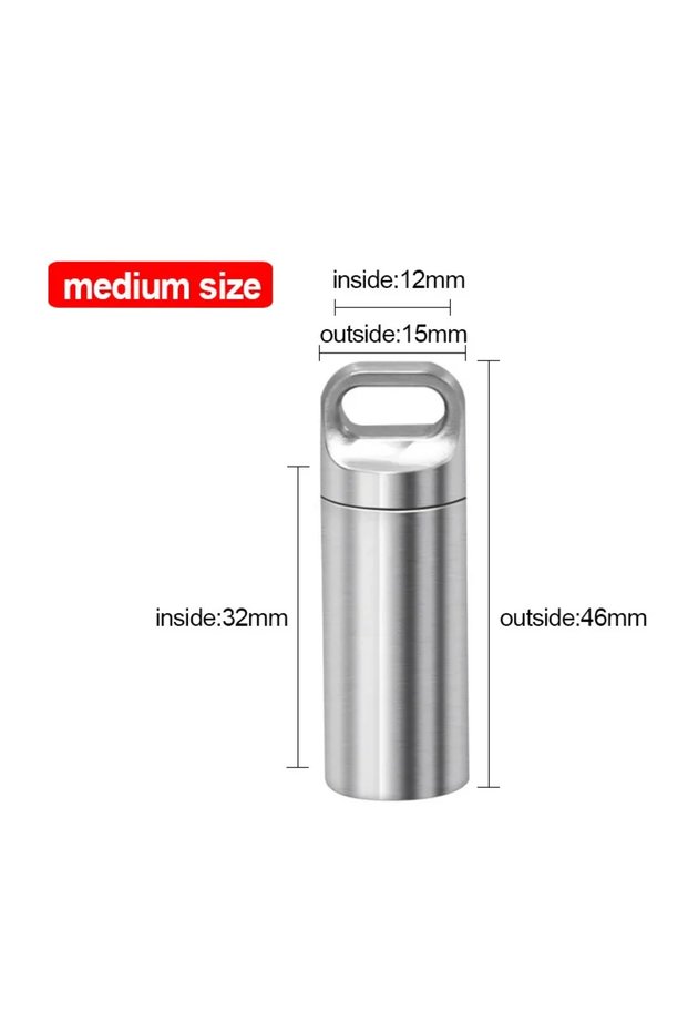 Under 15 Inches medium size 304 Stainless Steel Waterproof Mini Sealed Can Pill Portable Container S