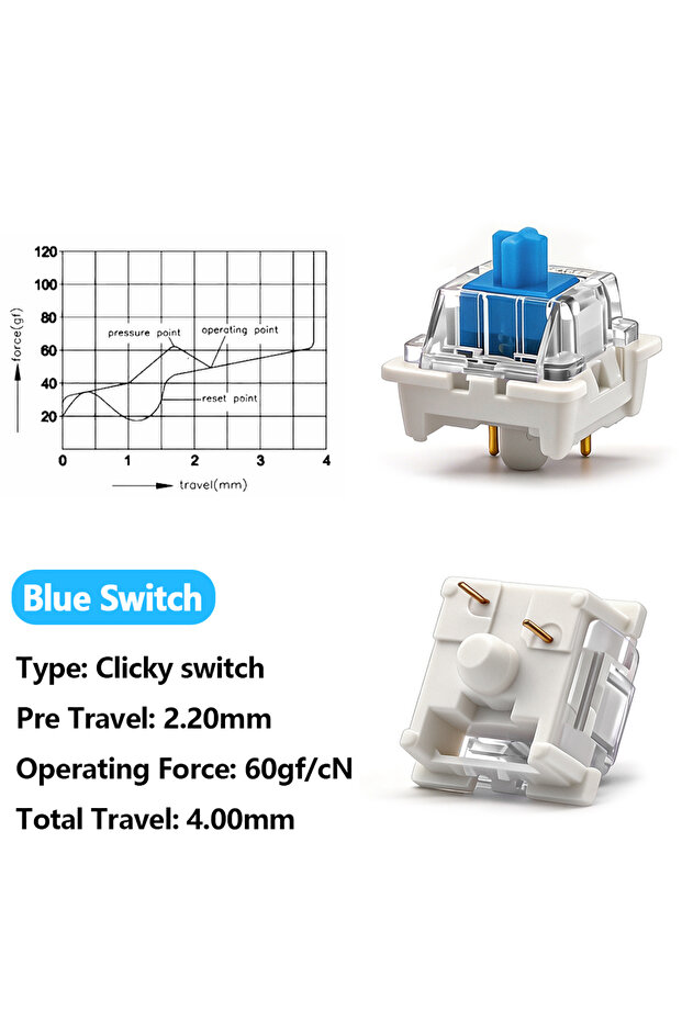 110p Blue Switch 110Pcs Outemu Switches for Mechanical Keyboard 3Pin Clicky Linear Tactile Silent Sw