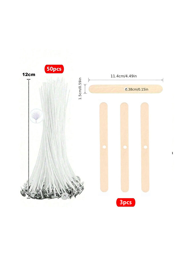 12cm 53pcs Candle Wicks Holder Waxed Cotton Candle Wicks Set with Stand Original Smokeless Candle Wi