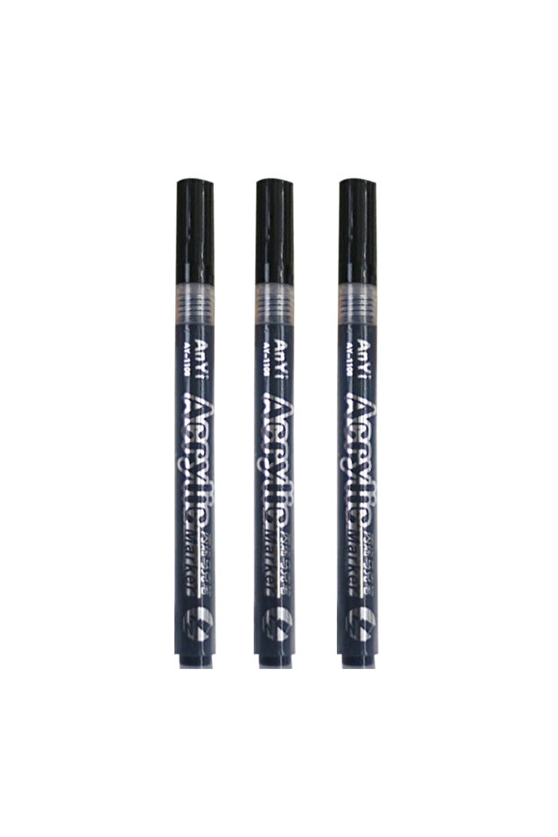 3Pcs black pen 3Pcs/set Acrylic Markers Paint Pen Black/White/Gold/Silver for Rock Painting, Stone,