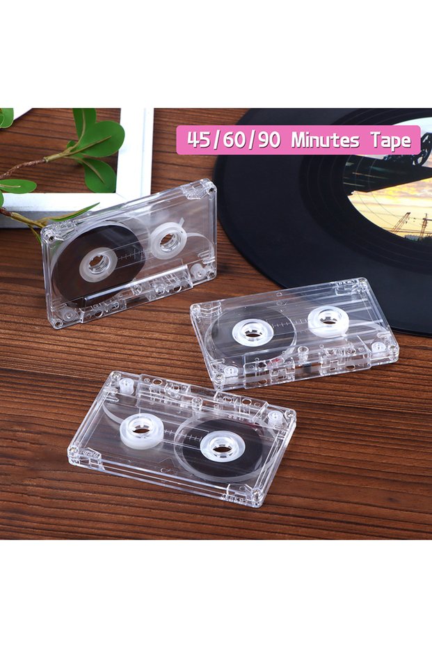 90 Minutes Standard Cassette Color Blank Tape Player With Magnetic Audio Tape Clear Storage Box For