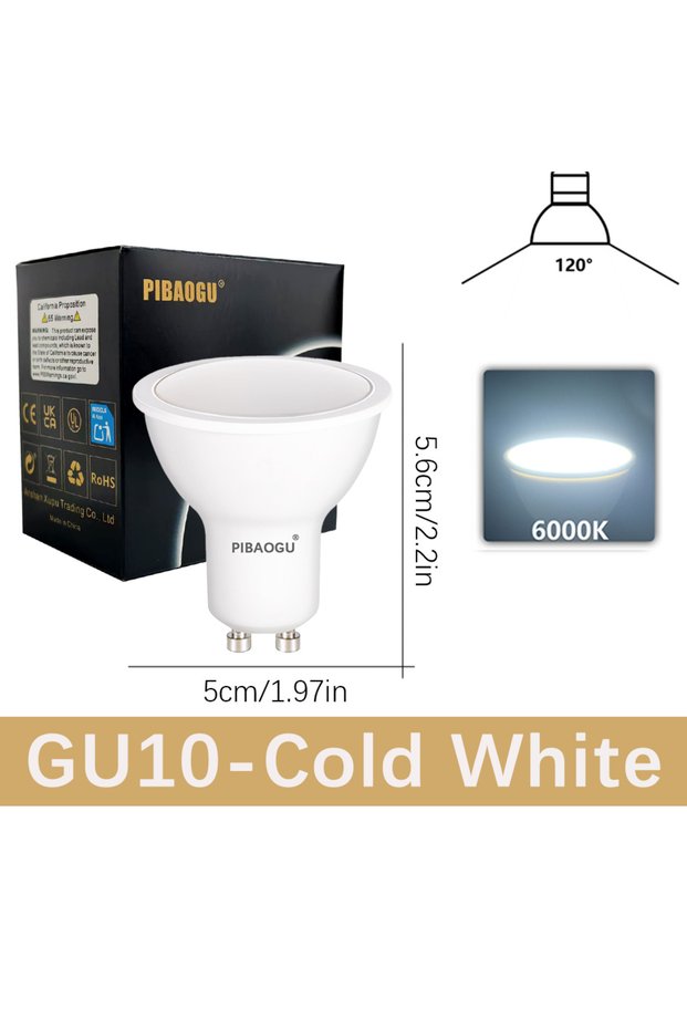 12W 6PCS Cold White 6PCS LED Lights Bulb Spot Light GU10 120° Spotlight AC220V Led Dimmable MR16 GU1
