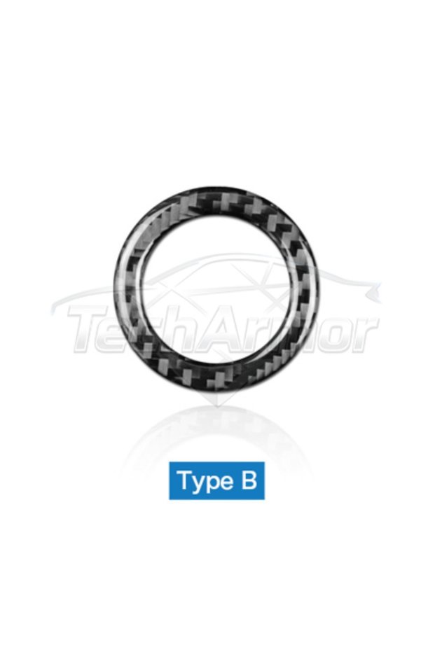 Type B Carbon Fiber Trim Car Ignition Switch Key Hole Ring Start Button Circle Sticker For Mercedes-