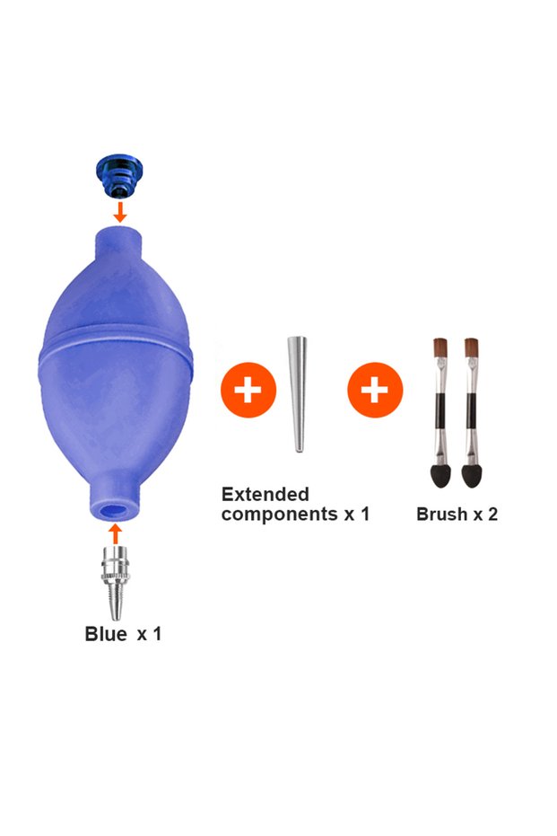 1blue 2brushes Photography equipment lens dust Metal nozzle Air blower and brush set, suitable for c