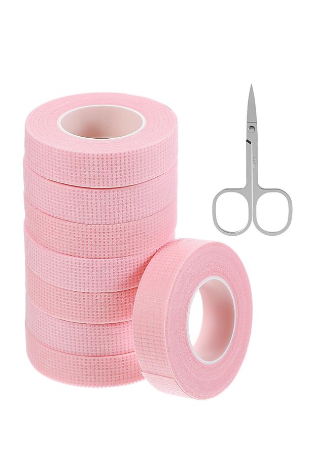 8 Rolls Hypoallergenic Lash Tape-Pink Breathable Strips for Cluster Extensions, 9M Micro-Pore Adhesi