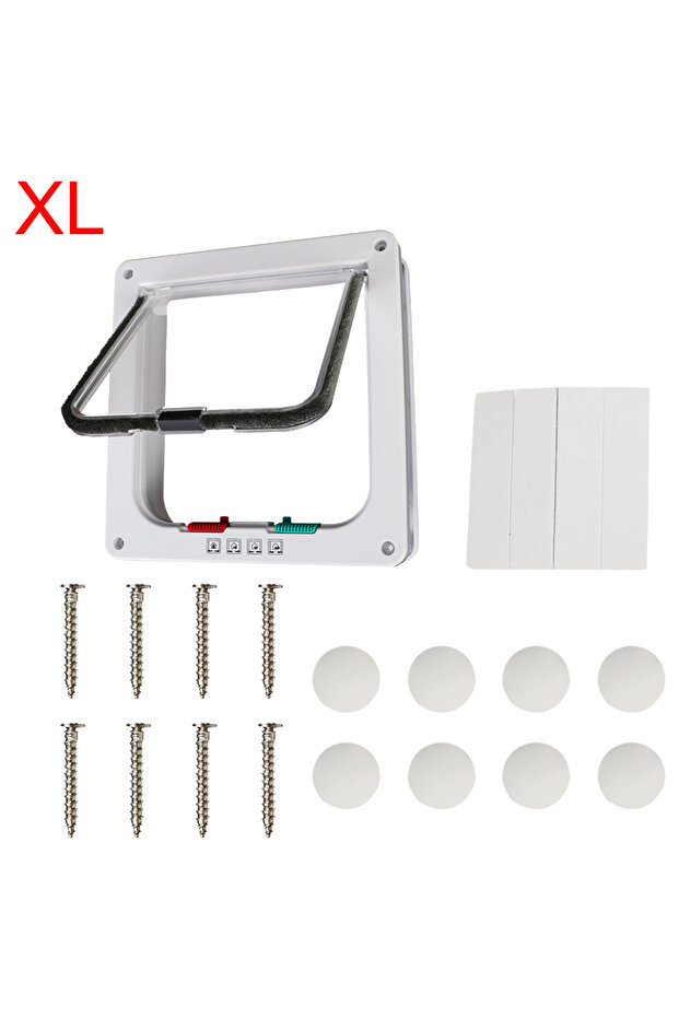 XL and White For Dog Cat Kitten ABS Plastic Dog Cat Flap Door With 4 Way Lock Security Flap Door Sma