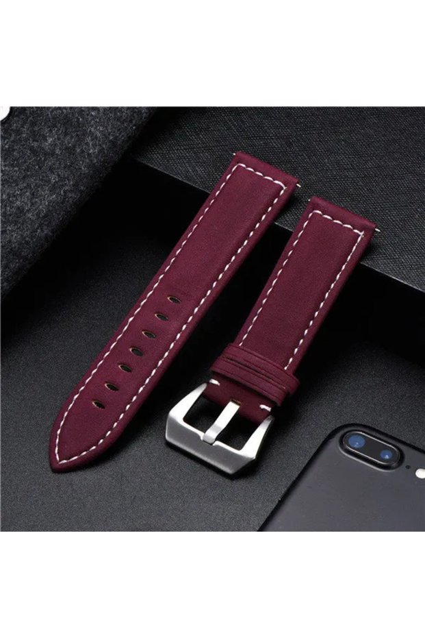 20mm Red Vintage Matte Leather Watchband 18mm 20mm 22mm 24mm Fashion Bracelet Universal Replacement