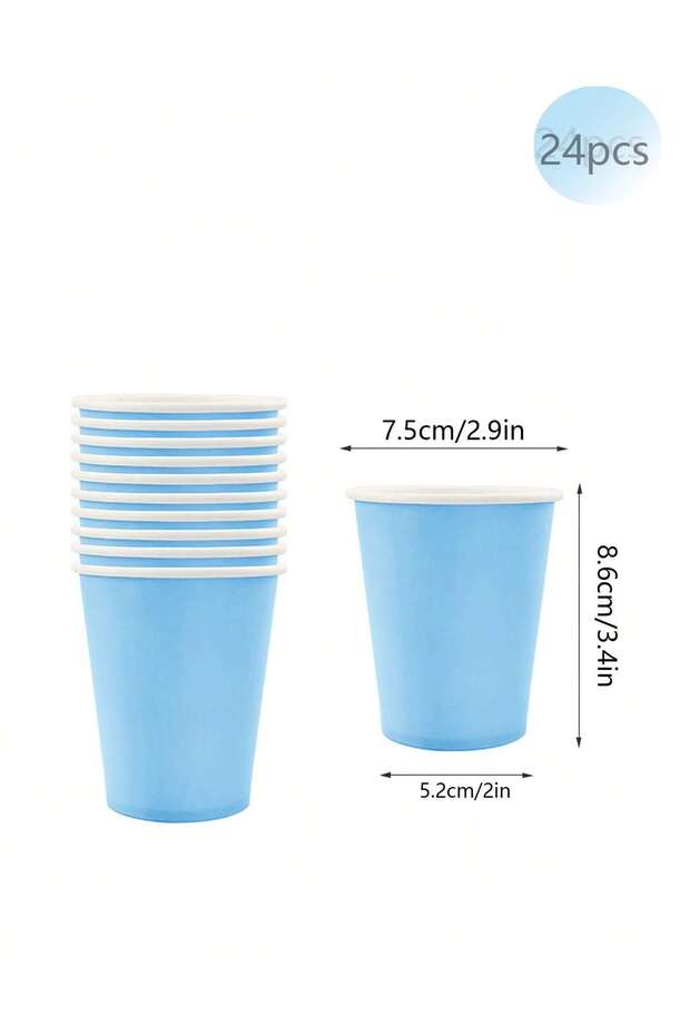 10pcs cup Solid Light Blue Theme Birthday Super Girls Decorations Party Disposable Tableware Paper N
