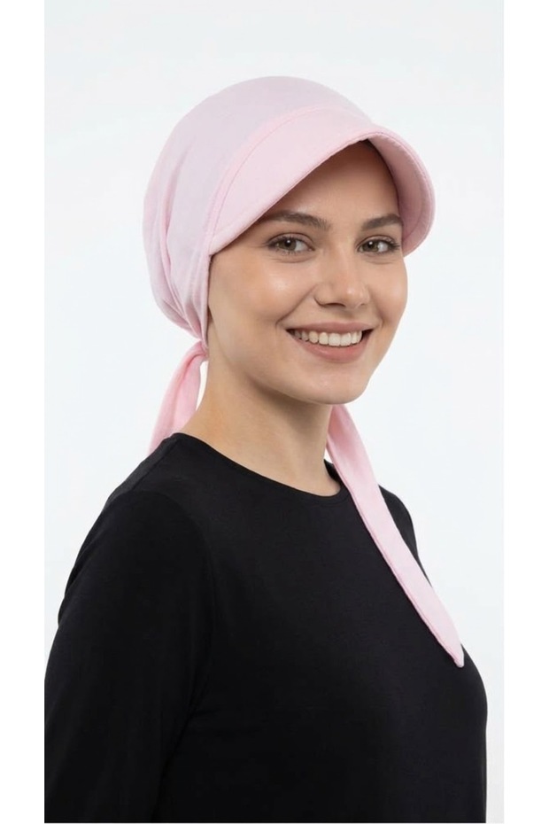 Koton Hat Powder Plain Ready-To-Wear Turban Hijab Bonnet Suitable for Medical Use