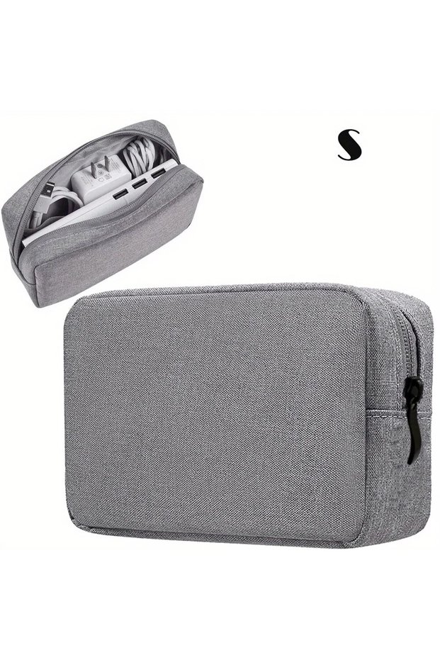 S size Gray Storage Bag Cable Cord Organizer Travel Bag Small Electronics SD Card Power Bank Storage