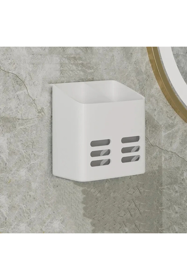 2PCS White Bathroom Shelf Makeup Storage Organizer No Drill Toiletries Shelves Wall Mount Comb Skin