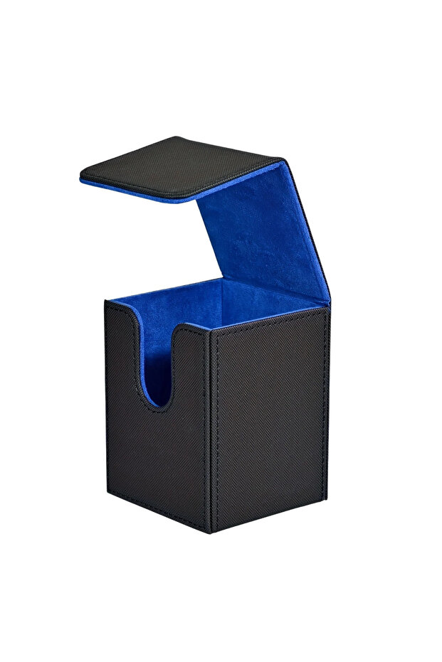 Blue Card Deck Box, Card Case Holds 100+ Sleeved Cards, PU Leather Card Storage Box for Game Trading