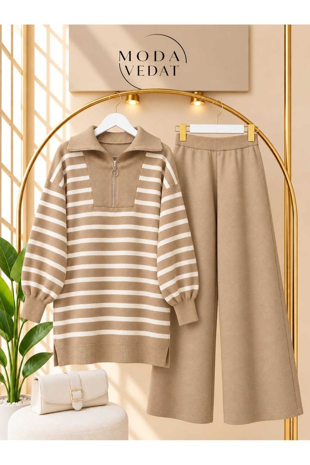 Winter Hijab Knitwear Sweater and Pants Set - 1611
