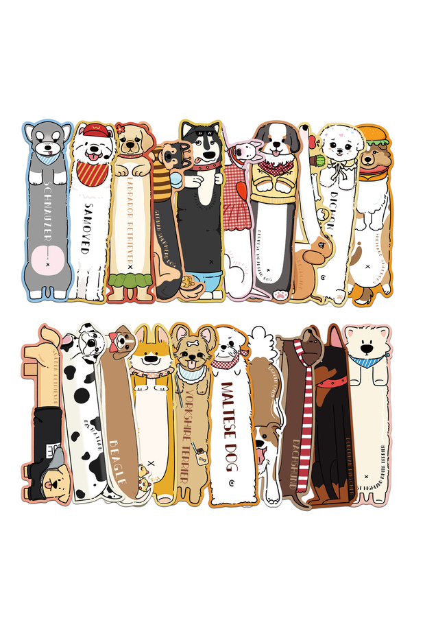 30PCS 30PCS Reading Dog Theme Bookmarks Cute Reading Pages Book Tags Student Creative Gifts Decorati
