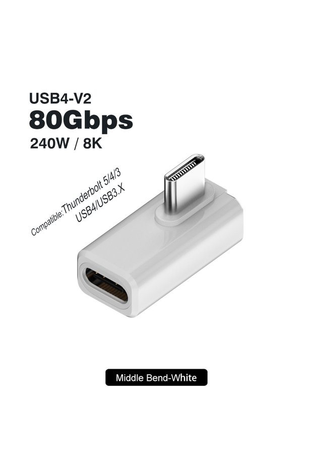 محول USB4 V2 من النوع C بزاوية 90 درجة وسرعة 80 جيجابت في الثانية ومحول Thunderbolt 5 4 3 Elbow 240