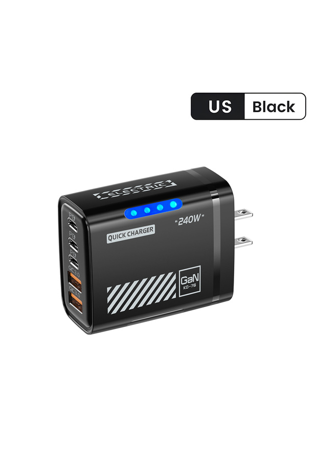 KO-76 Black US 5 Ports Fast Charger Type C Quick Charge 3.0 USB C Wall Charger Adapter For iPhone 17