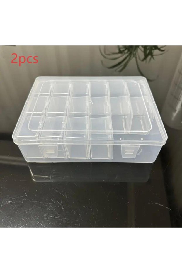 2pcs18G553H2260H 18-bin heavy-duty transparent plastic storage box set with lid - large capacity sta