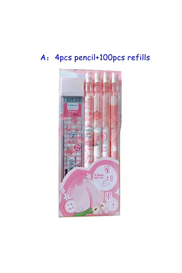 4pencil-100refills C Kawaii Mechanical Pencil set 0.5/0.7mm 2B Refill Cute Cartoon Automatic Pencils