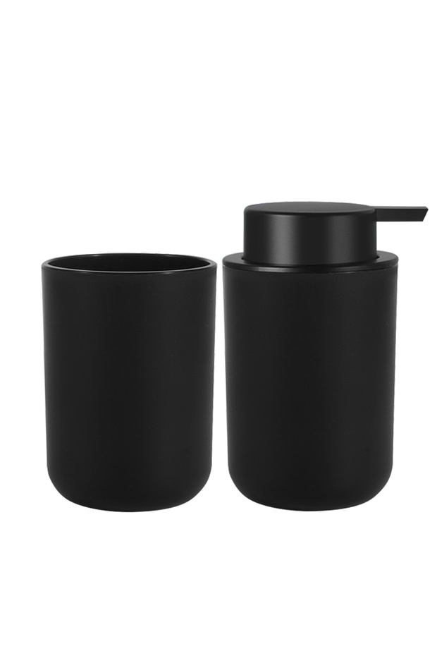 black Foam Soap Dispenser with Mouthwash Cup Bathroom Refillable Foaming Hand Soap Lotion Bottles Ki