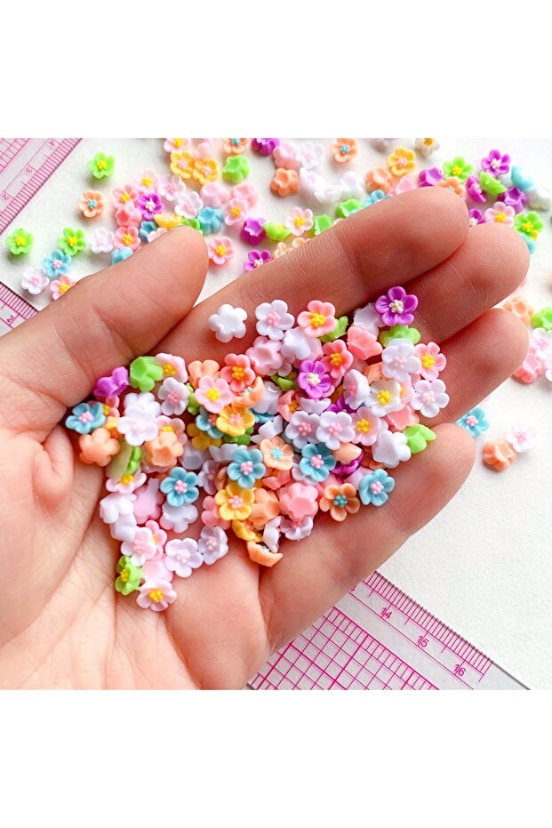 100Pcs Mix 50/100Pcs, 8mm, Cherry Blossom, Five-petal Flower, Flower, Resin, Accessories, DIY, Nail