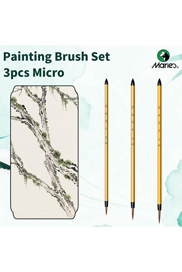 3pcs Marie's Micro Paint Brush,3pcs Miniature Model Paintbrushes Detail for Acrylic,Chinese Painting