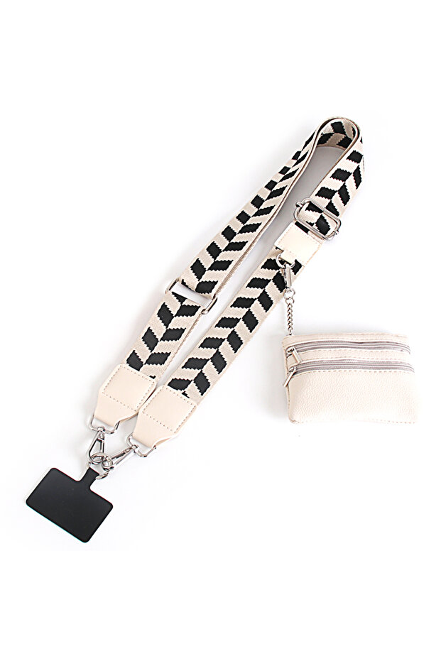 Black White Hot Selling New Phone Lanyard With Zipper Pocket and Storage Bag Adjustable Wide Nylon S