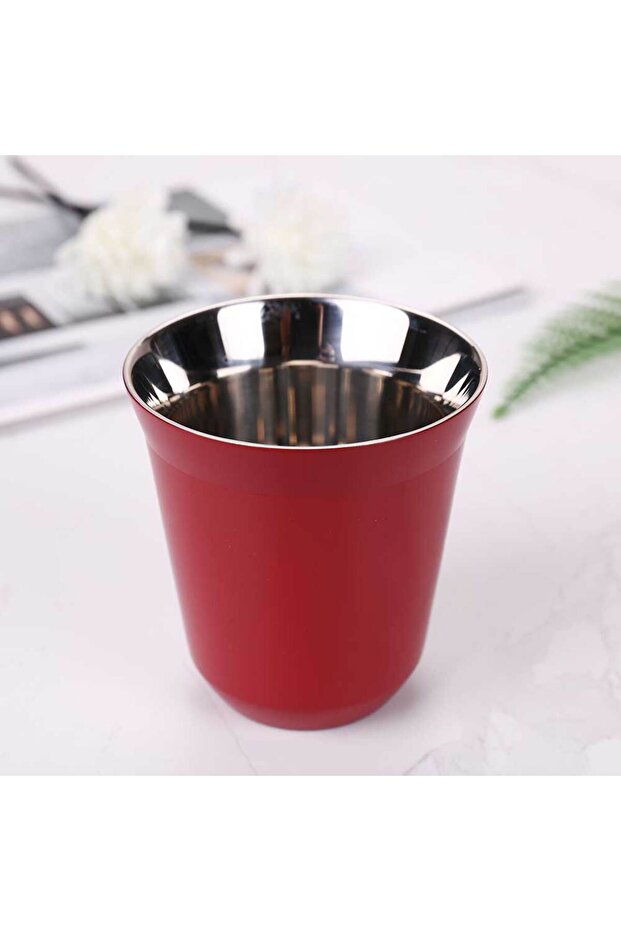 160ml red 160ML 304 Espresso Mugs Stainless Steel Coffee Milk Water Drink Breakfast Cups Insulated D