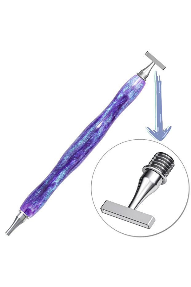 B Purple-6 New Resin Diamond Painting Pen, Thin Multifunctional Stainless Steel Threaded Tip Diamond
