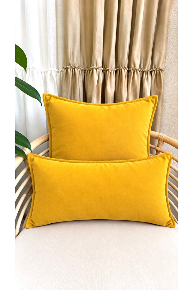 Pearl Velvet Textured Mustard Yellow Throw Pillow Cover