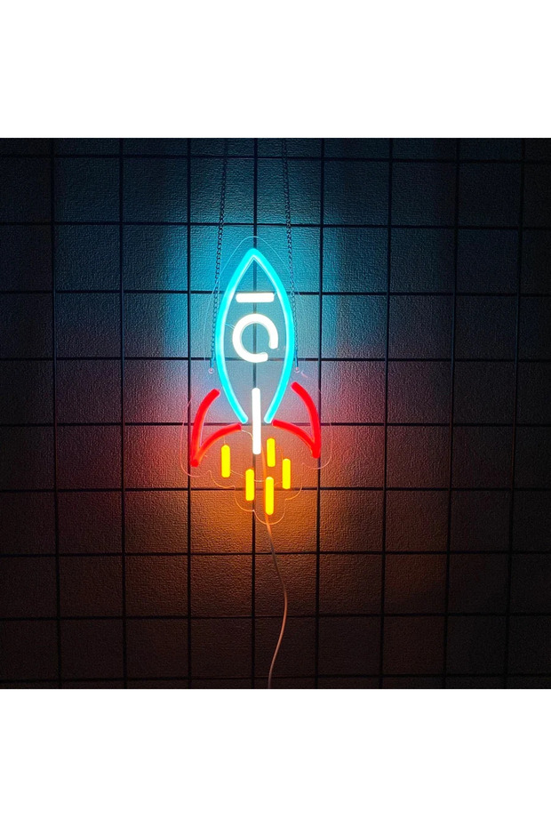 Colorful Big Space Ship Led Light Room Decor, Neon Sign, Airplane Shape Lamp Universe Theme Decorati