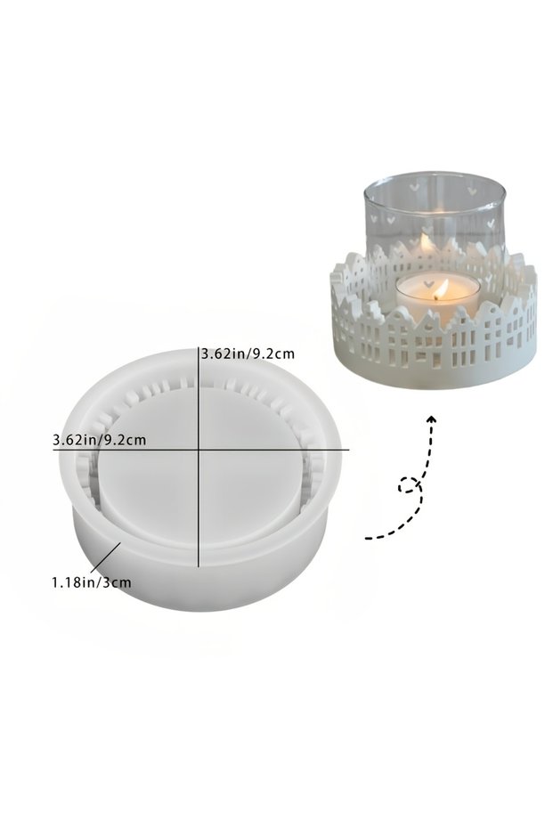 House Silicone Mold Compatible for DIY Clay House Candelabra - Reusable Hollow-out Window & Door Ri