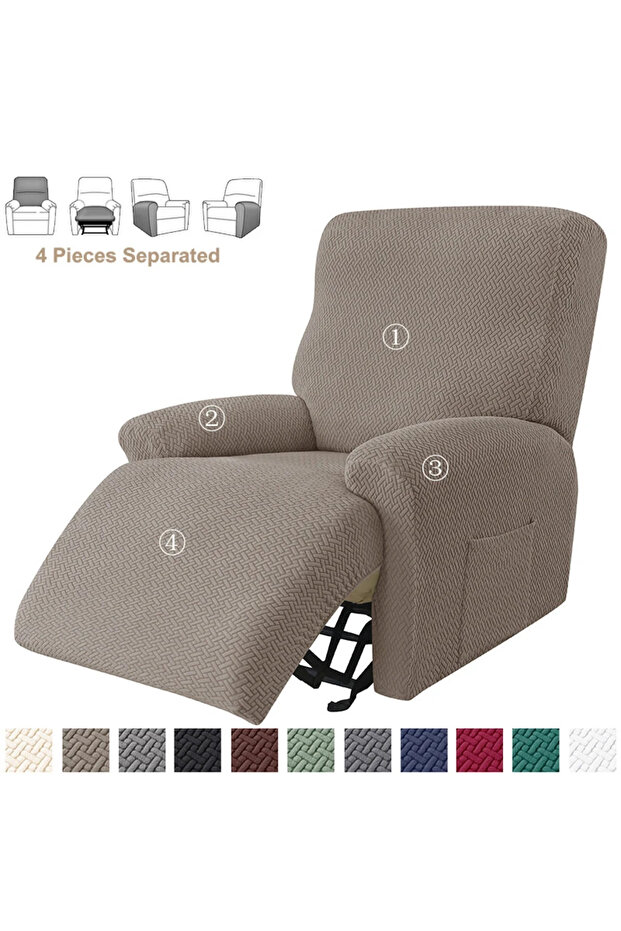 Khaki Cover Jacquard Stretch Recliner Sofa Covers Elastic Split Armchair Chair Cover Non-Slip Chairs