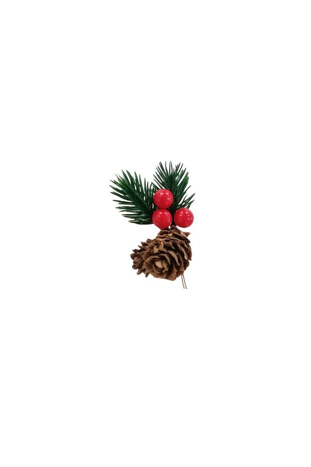 10pcs set 10pcs Festive Artificial Pine Picks with Red Berries Pinecones Americana Style Faux Pine N