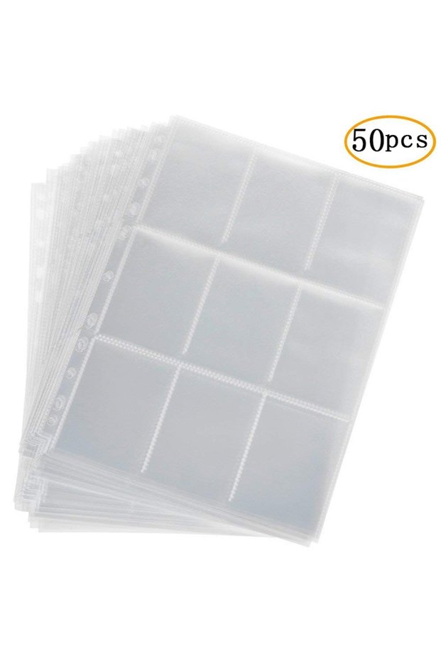 50pcs(no card) 50pcs 9 Pocket Trading Gaming Card Sleeves Storage Wallet Album Binder Pages Collecti