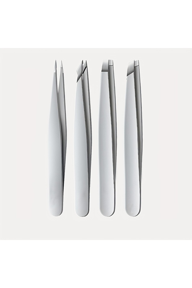 4Pcs-Silver 4Pcs Professional Stainless Steel Precision Tweezers - Expertly Crafted for Flawless Eye