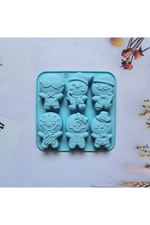 012blue Christmas Gingerbread Man Candy Mold Silicone Mold Cookie Chocolate Baking Cake Mould DIY Ch