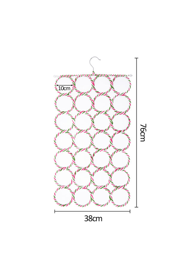 Random Color 28 Holes Scarf Holder Foldable Tie Belt Hook Shawl Scarves Organizer Rattan Weave Hange
