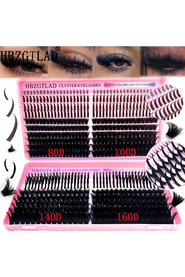 MIX 0.07mm D QA53 HBZGTLAD Lash Cluster Lash Book 80D-160D Bottom+Thorn Cluster Fairy Manga Lash Clu
