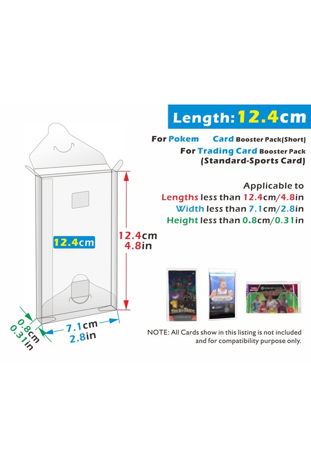 Length- 12.4cm 10PCS Plastic Folding Protector Cases for Trading Card Booster Pack(13.7cm/12.4cm)
