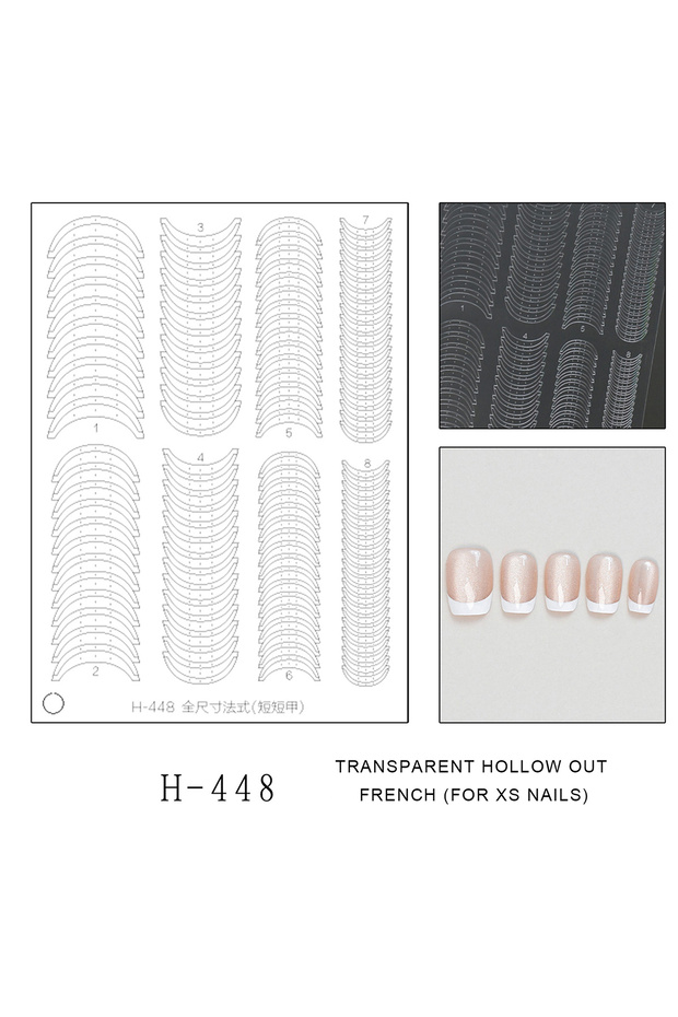 01-H448 Hollow Fashion French Nail Stickers Full-size Transparent Auxiliary Tools Self-Adhesive Slid
