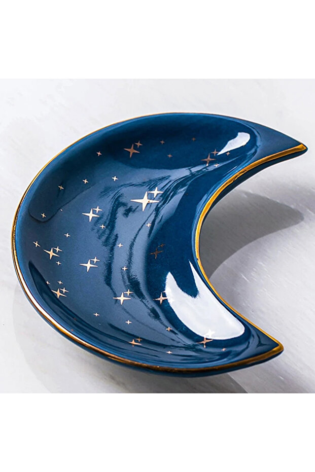 B11945A Decorative Tray, Nordic-style Ceramic Moon-Shaped, Jewellery Storage & Display Bowl, Suitabl