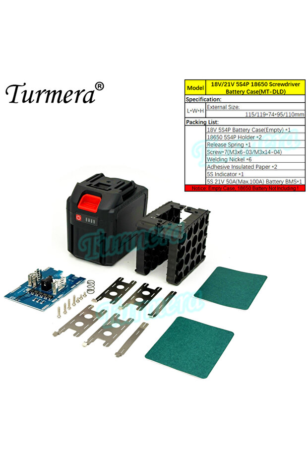 5S4P LD Box BMS Nie Turmera 18V 21V Screwdriver Battery Case 5S4P 20X 18650 Holder 5S 50A Max.100A B