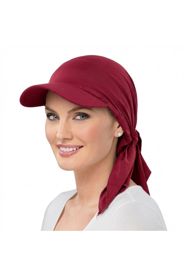 One Size Burgundy Women Classic Solid ColorTurban Hat Outdoor Brim Sunshade Hats Curved Hat Basebal