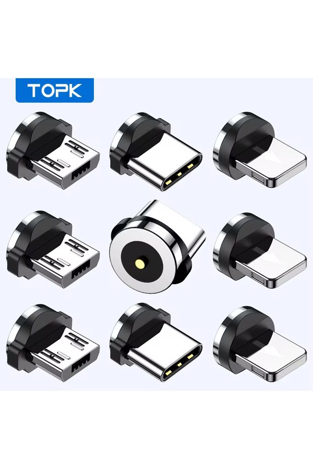 10pcs Type C Plug No Cable TOPK 5-Pack Magnetic Plug Connector Universal Round Magnetic Cable Type C